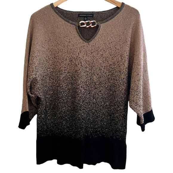 Rose Gold ADRIENNE VITTADINI Elbow Sleeve Dolman Sweater w/Chainlink Keyhole XL - Picture 1 of 12
